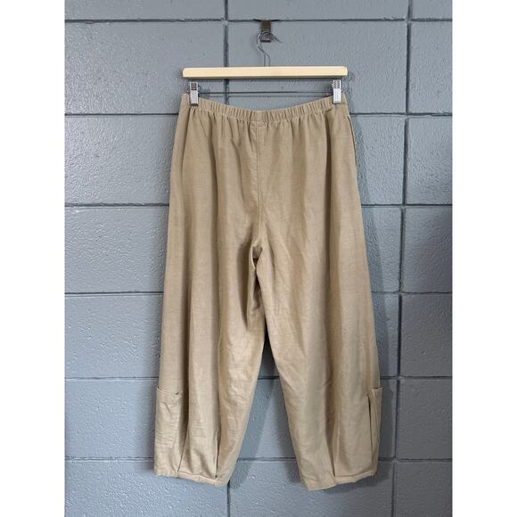 Women's Kleen Linen Blend Cargo Pants in Bran size M Lagenlook Boho - Picture 3 of 3